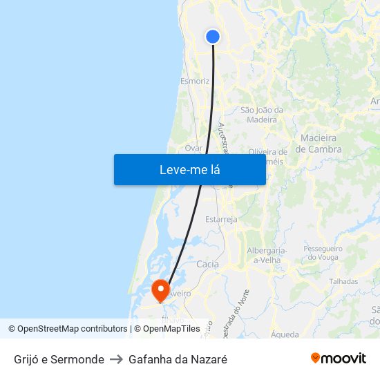 Grijó e Sermonde to Gafanha da Nazaré map