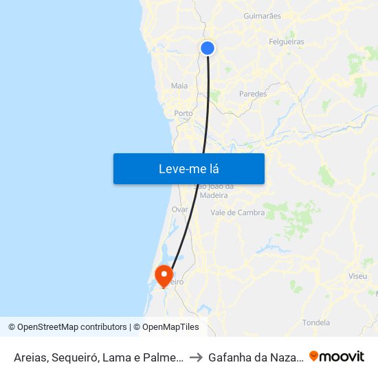 Areias, Sequeiró, Lama e Palmeira to Gafanha da Nazaré map