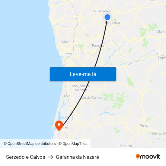 Serzedo e Calvos to Gafanha da Nazaré map