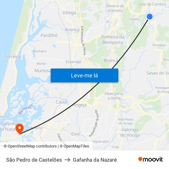 São Pedro de Castelões to Gafanha da Nazaré map