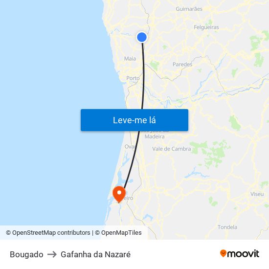 Bougado to Gafanha da Nazaré map