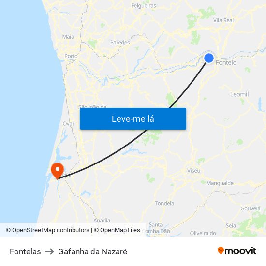 Fontelas to Gafanha da Nazaré map