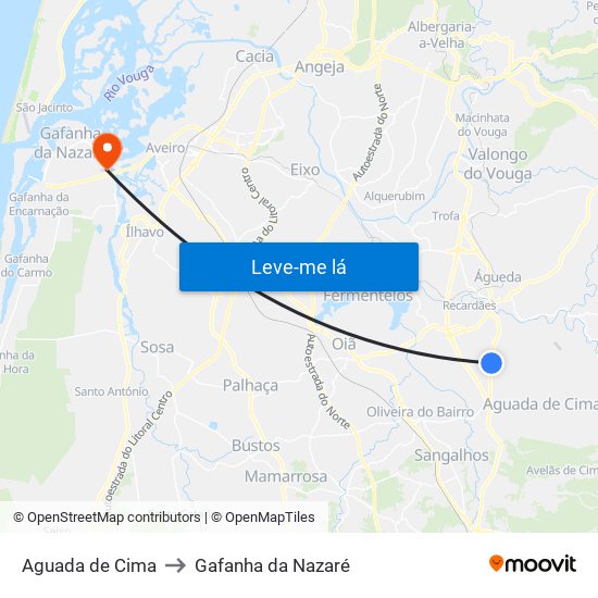 Aguada de Cima to Gafanha da Nazaré map