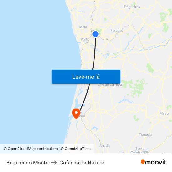 Baguim do Monte to Gafanha da Nazaré map