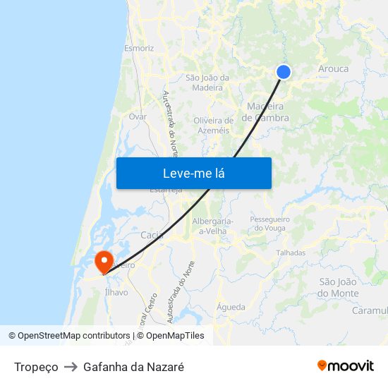 Tropeço to Gafanha da Nazaré map