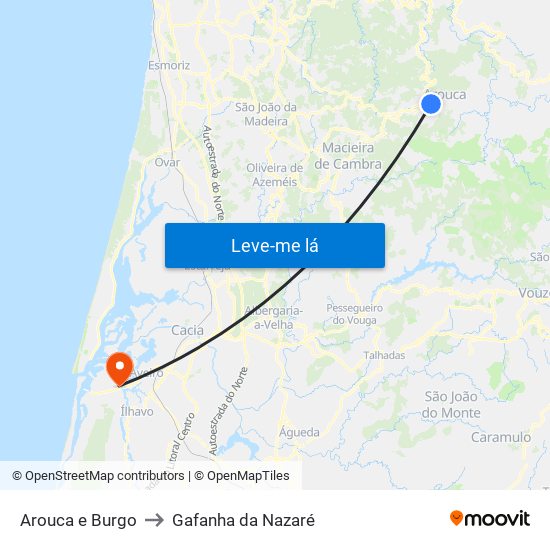 Arouca e Burgo to Gafanha da Nazaré map