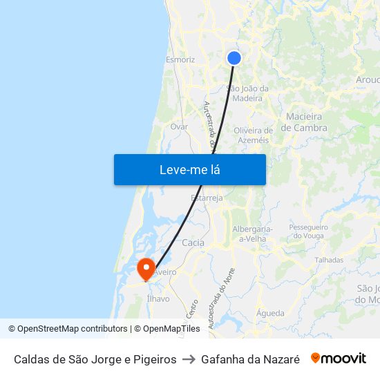 Caldas de São Jorge e Pigeiros to Gafanha da Nazaré map