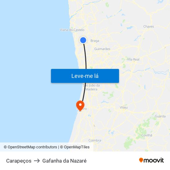 Carapeços to Gafanha da Nazaré map