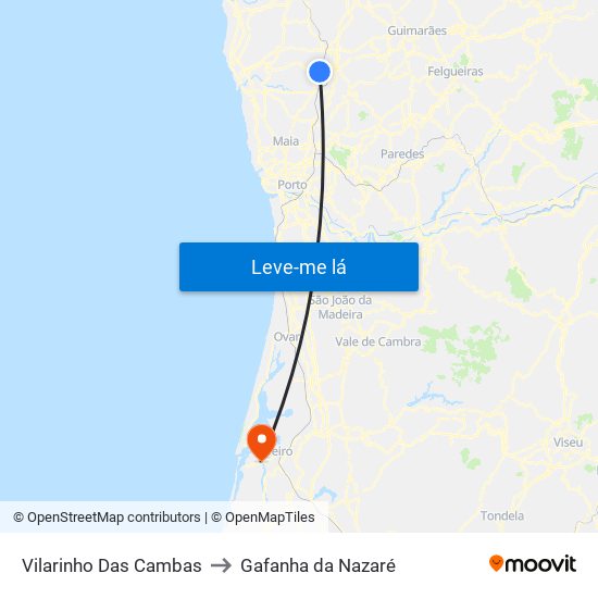 Vilarinho Das Cambas to Gafanha da Nazaré map