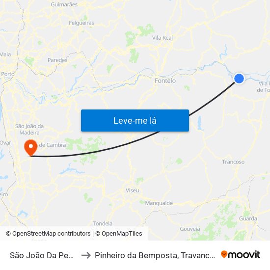 São João Da Pesqueira to Pinheiro da Bemposta, Travanca e Palmaz map