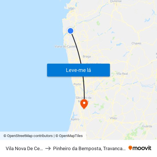 Vila Nova De Cerveira to Pinheiro da Bemposta, Travanca e Palmaz map