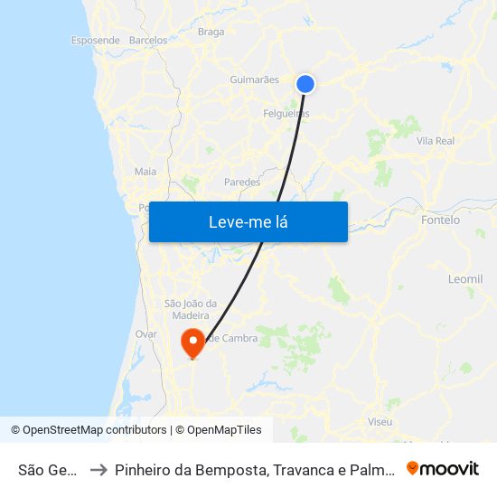 São Gens to Pinheiro da Bemposta, Travanca e Palmaz map