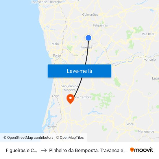 Figueiras e Covas to Pinheiro da Bemposta, Travanca e Palmaz map