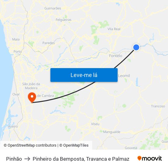 Pinhão to Pinheiro da Bemposta, Travanca e Palmaz map