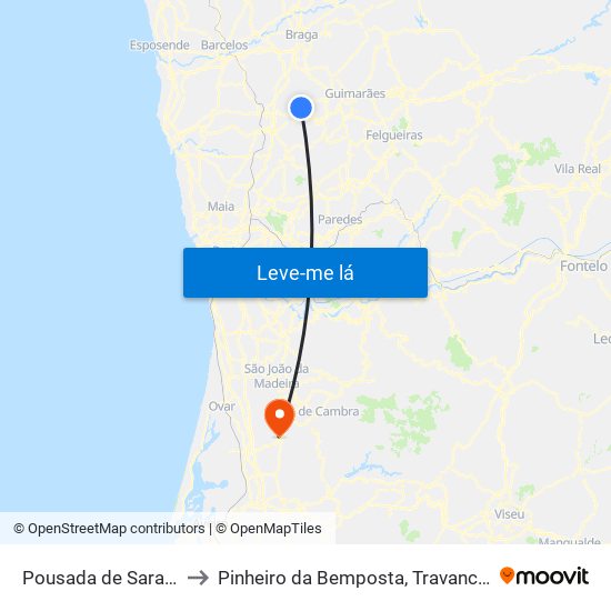 Pousada de Saramagos to Pinheiro da Bemposta, Travanca e Palmaz map
