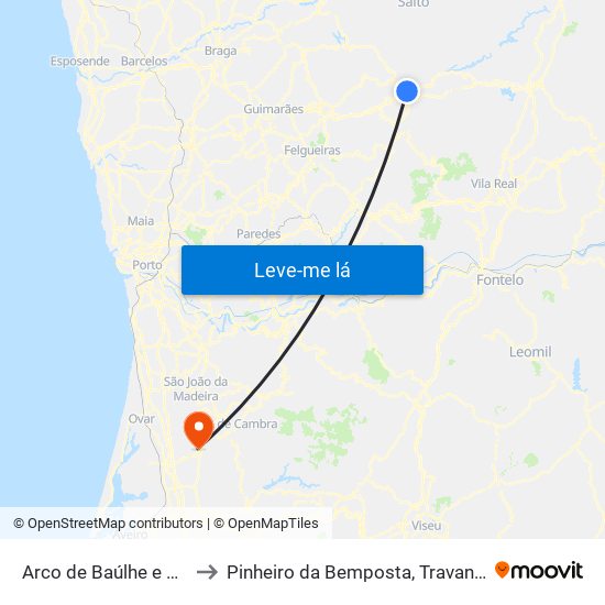 Arco de Baúlhe e Vila Nune to Pinheiro da Bemposta, Travanca e Palmaz map