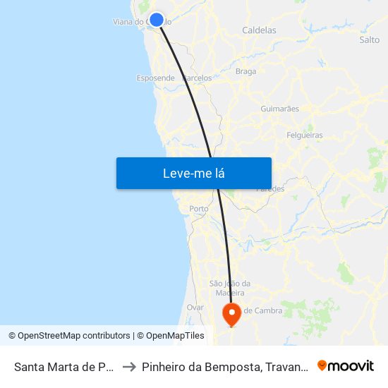 Santa Marta de Portuzelo to Pinheiro da Bemposta, Travanca e Palmaz map
