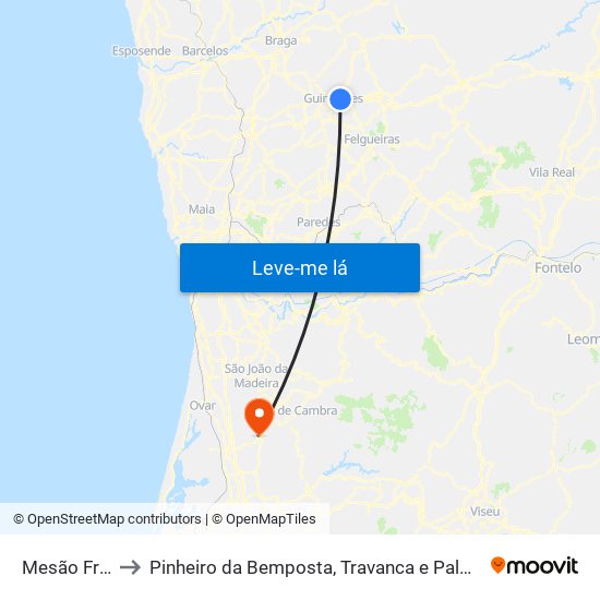 Mesão Frio to Pinheiro da Bemposta, Travanca e Palmaz map