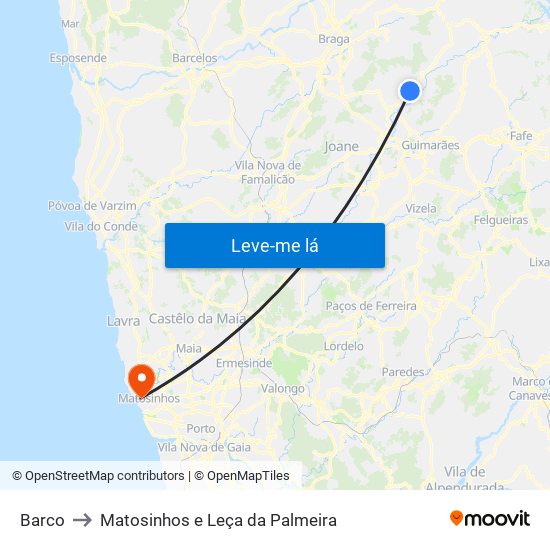 Barco to Matosinhos e Leça da Palmeira map