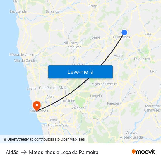 Aldão to Matosinhos e Leça da Palmeira map