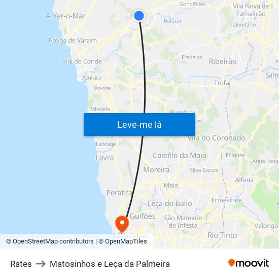 Rates to Matosinhos e Leça da Palmeira map