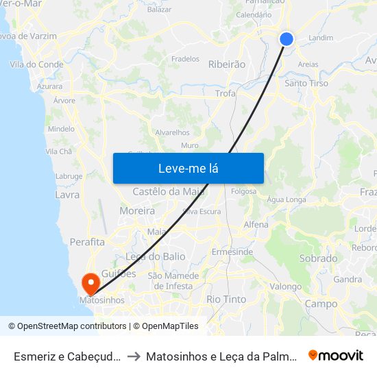 Esmeriz e Cabeçudos to Matosinhos e Leça da Palmeira map