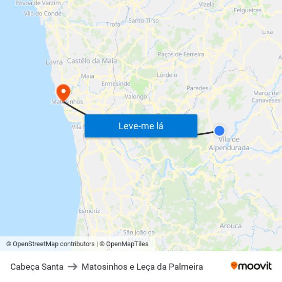 Cabeça Santa to Matosinhos e Leça da Palmeira map