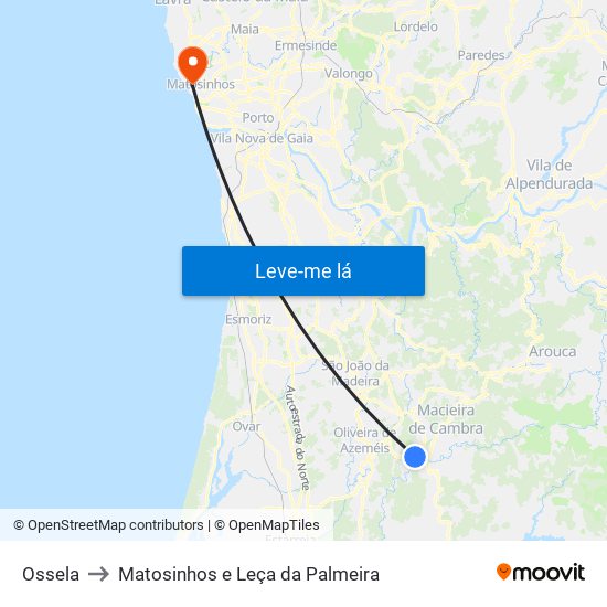 Ossela to Matosinhos e Leça da Palmeira map