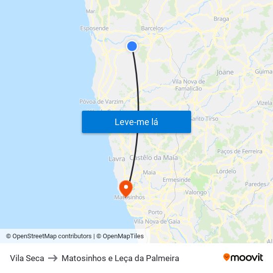 Vila Seca to Matosinhos e Leça da Palmeira map
