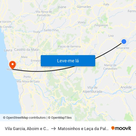 Vila Garcia, Aboim e Chapa to Matosinhos e Leça da Palmeira map