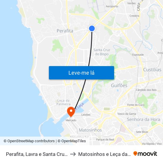 Perafita, Lavra e Santa Cruz do Bispo to Matosinhos e Leça da Palmeira map