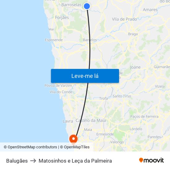 Balugães to Matosinhos e Leça da Palmeira map