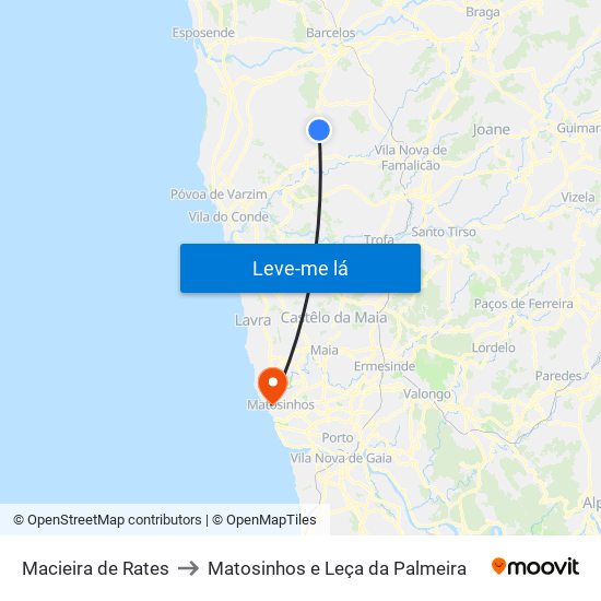 Macieira de Rates to Matosinhos e Leça da Palmeira map