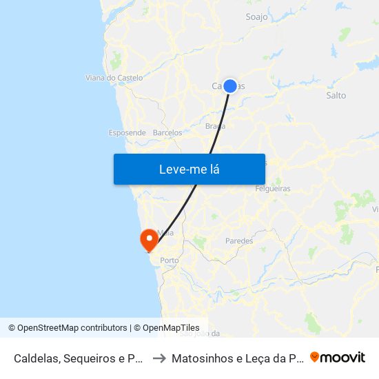 Caldelas, Sequeiros e Paranhos to Matosinhos e Leça da Palmeira map