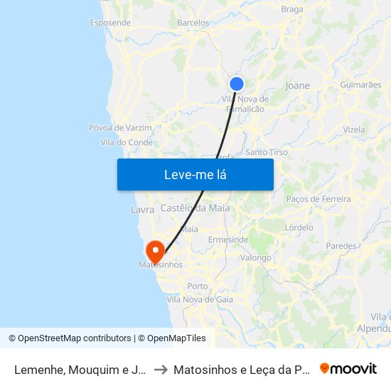 Lemenhe, Mouquim e Jesufrei to Matosinhos e Leça da Palmeira map