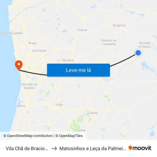 Vila Chã de Braciosa to Matosinhos e Leça da Palmeira map