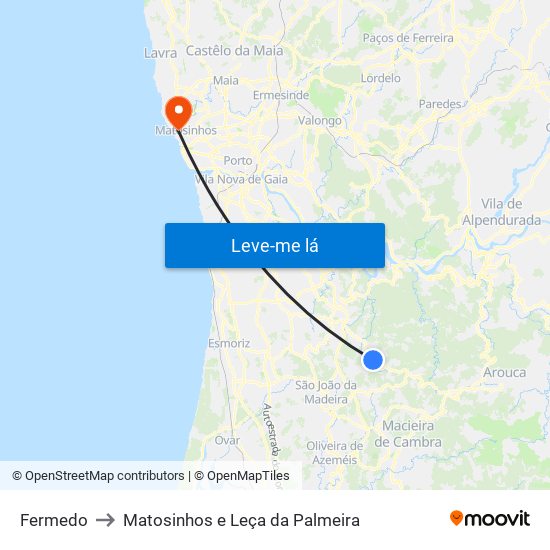 Fermedo to Matosinhos e Leça da Palmeira map