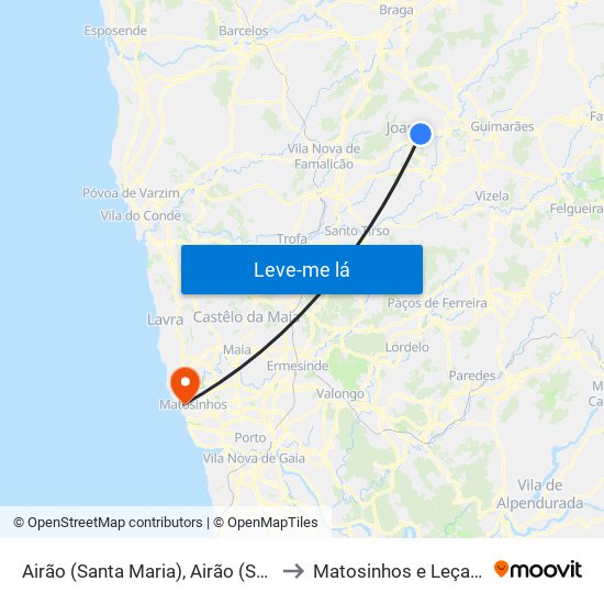 Airão (Santa Maria), Airão (São João) e Vermil to Matosinhos e Leça da Palmeira map