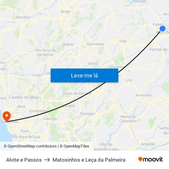 Alvite e Passos to Matosinhos e Leça da Palmeira map
