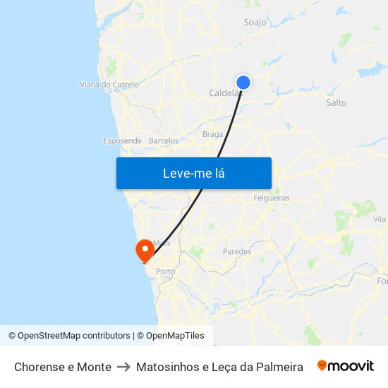 Chorense e Monte to Matosinhos e Leça da Palmeira map