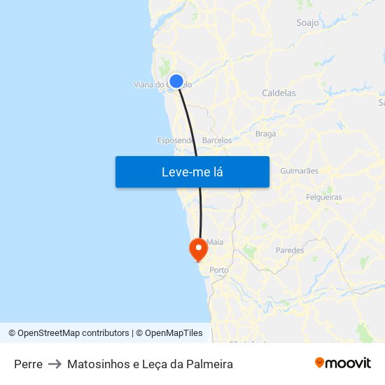 Perre to Matosinhos e Leça da Palmeira map