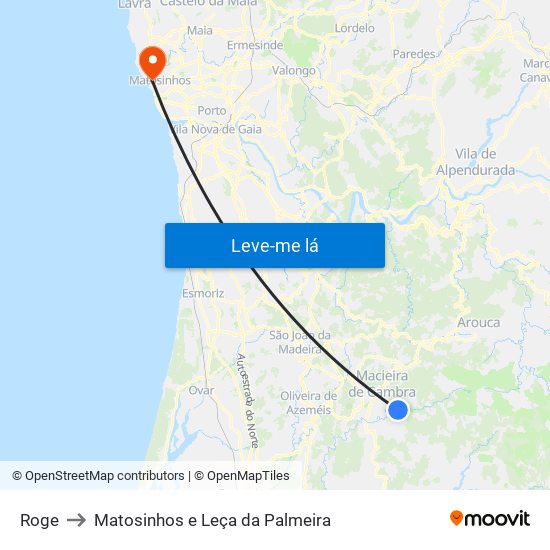 Roge to Matosinhos e Leça da Palmeira map