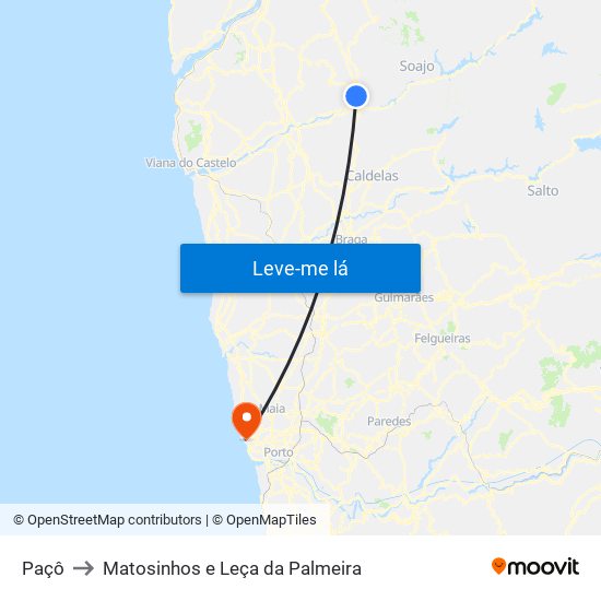 Paçô to Matosinhos e Leça da Palmeira map