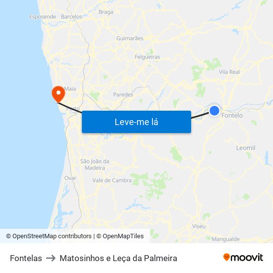 Fontelas to Matosinhos e Leça da Palmeira map