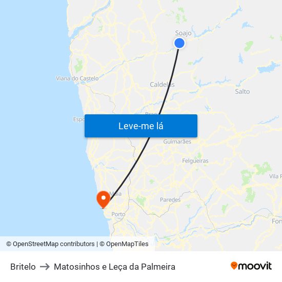 Britelo to Matosinhos e Leça da Palmeira map