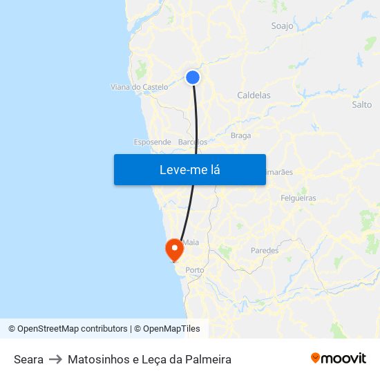 Seara to Matosinhos e Leça da Palmeira map