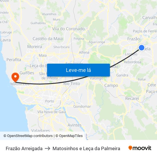 Frazão Arreigada to Matosinhos e Leça da Palmeira map