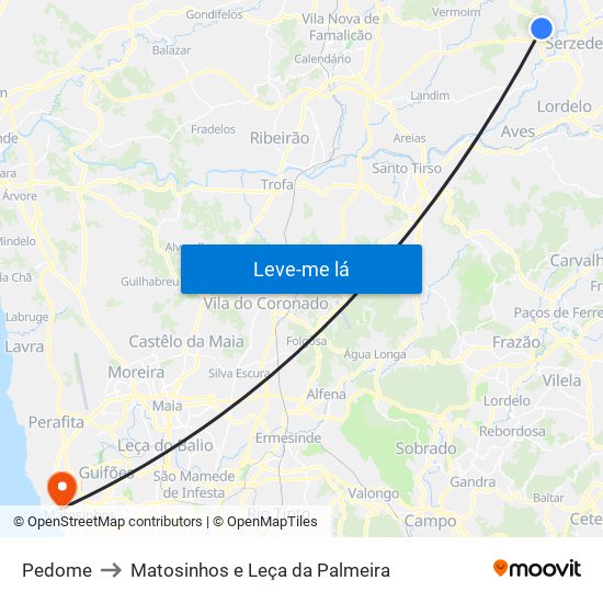 Pedome to Matosinhos e Leça da Palmeira map