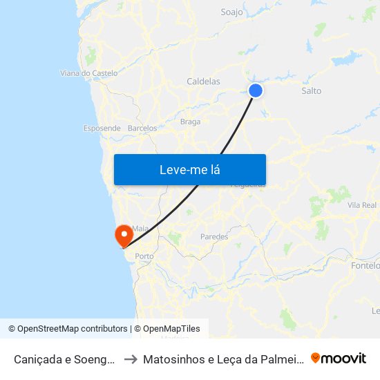 Caniçada e Soengas to Matosinhos e Leça da Palmeira map