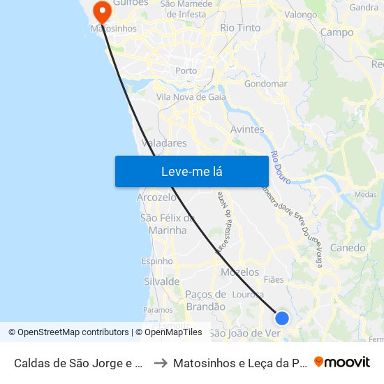 Caldas de São Jorge e Pigeiros to Matosinhos e Leça da Palmeira map